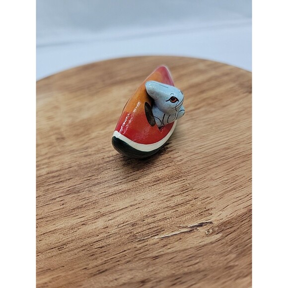 Mexican Folk Art Pottery Mouse In Watermelon Slice Small 2.5x1.5 - Picture 2 of 4